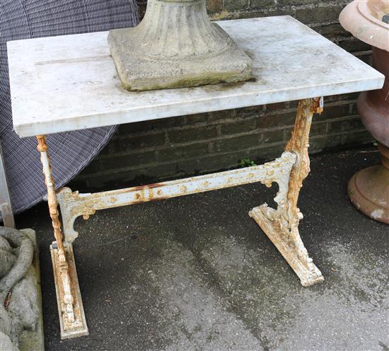 Marble top cast iron table